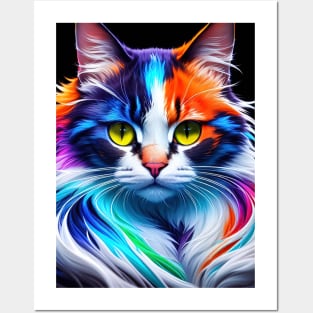 Colorful Furry Cat Posters and Art